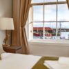 View of boats at Arbroath Harbour from bedroom window at 1 Shore self catering accommodation in Arbroath