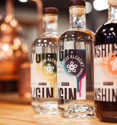 Angus Alchemy moonshine and gin