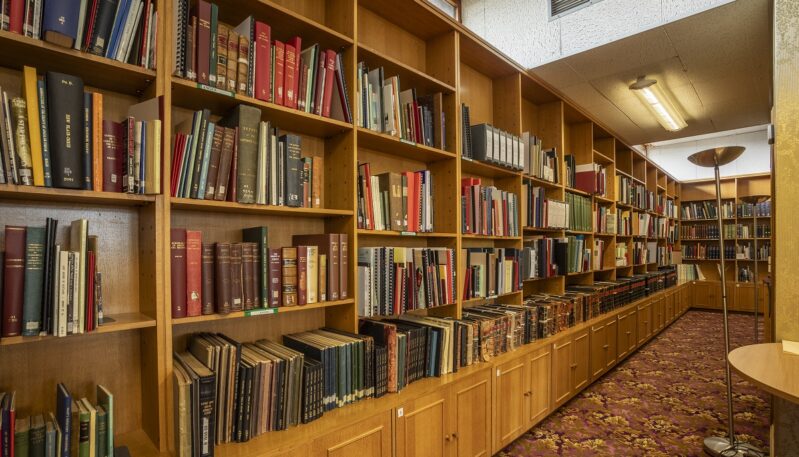 Collection of books at Angus Archives, near Forfar