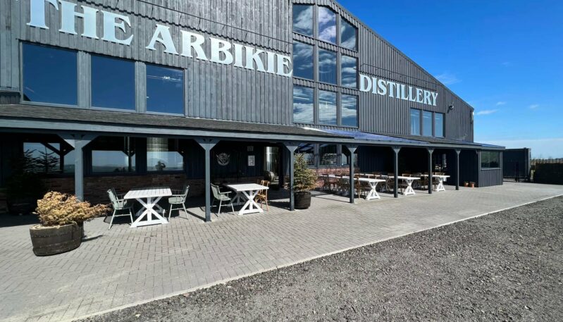 Outdoor seating at Arbikie Distillery Experience
