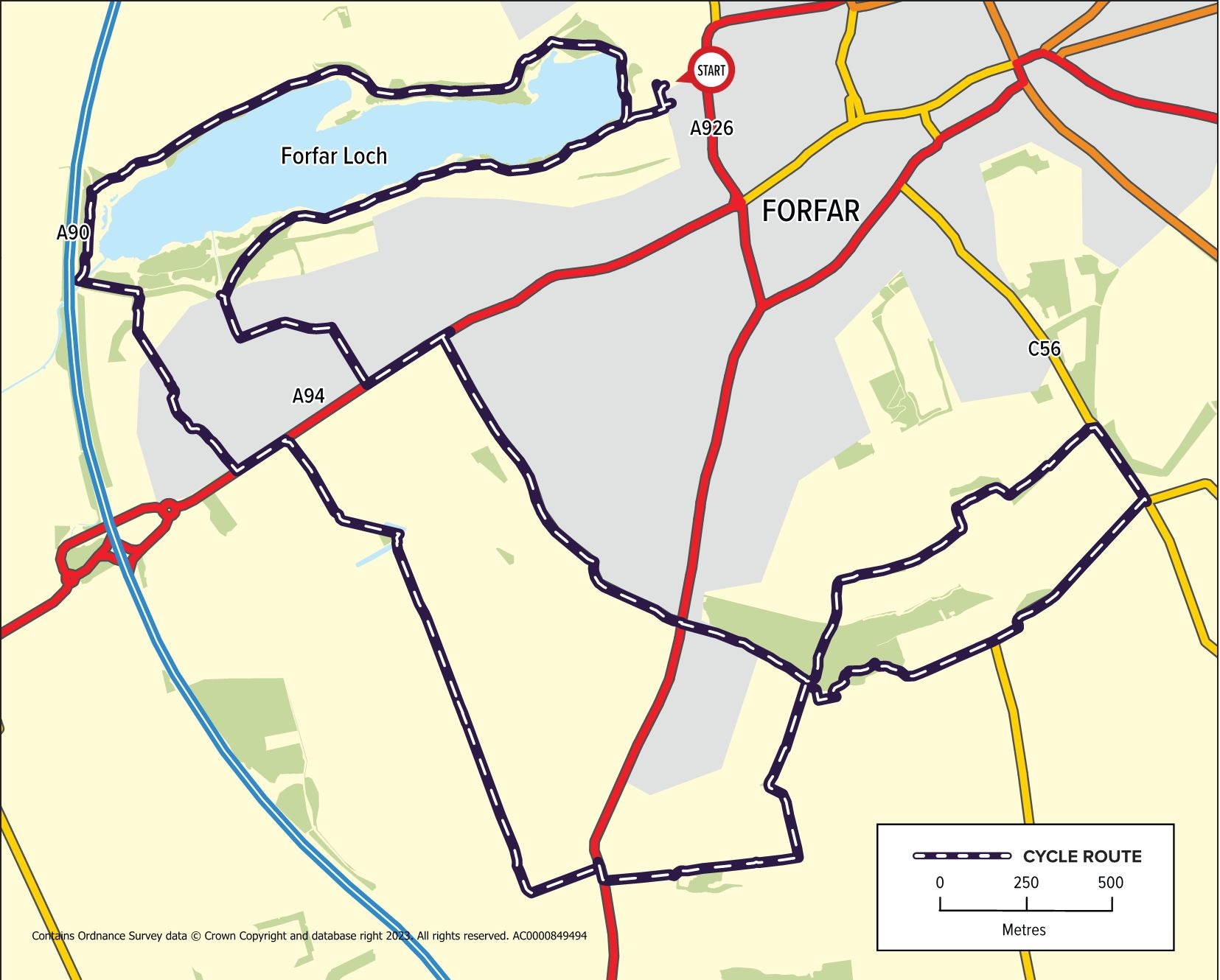 Balmashanner Hill and Forfar Loch Route Map