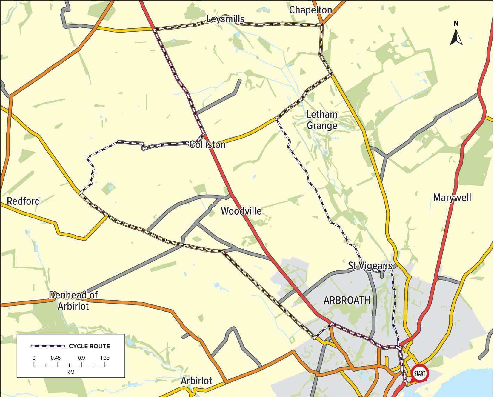Circuit through Rural Angus Route Map