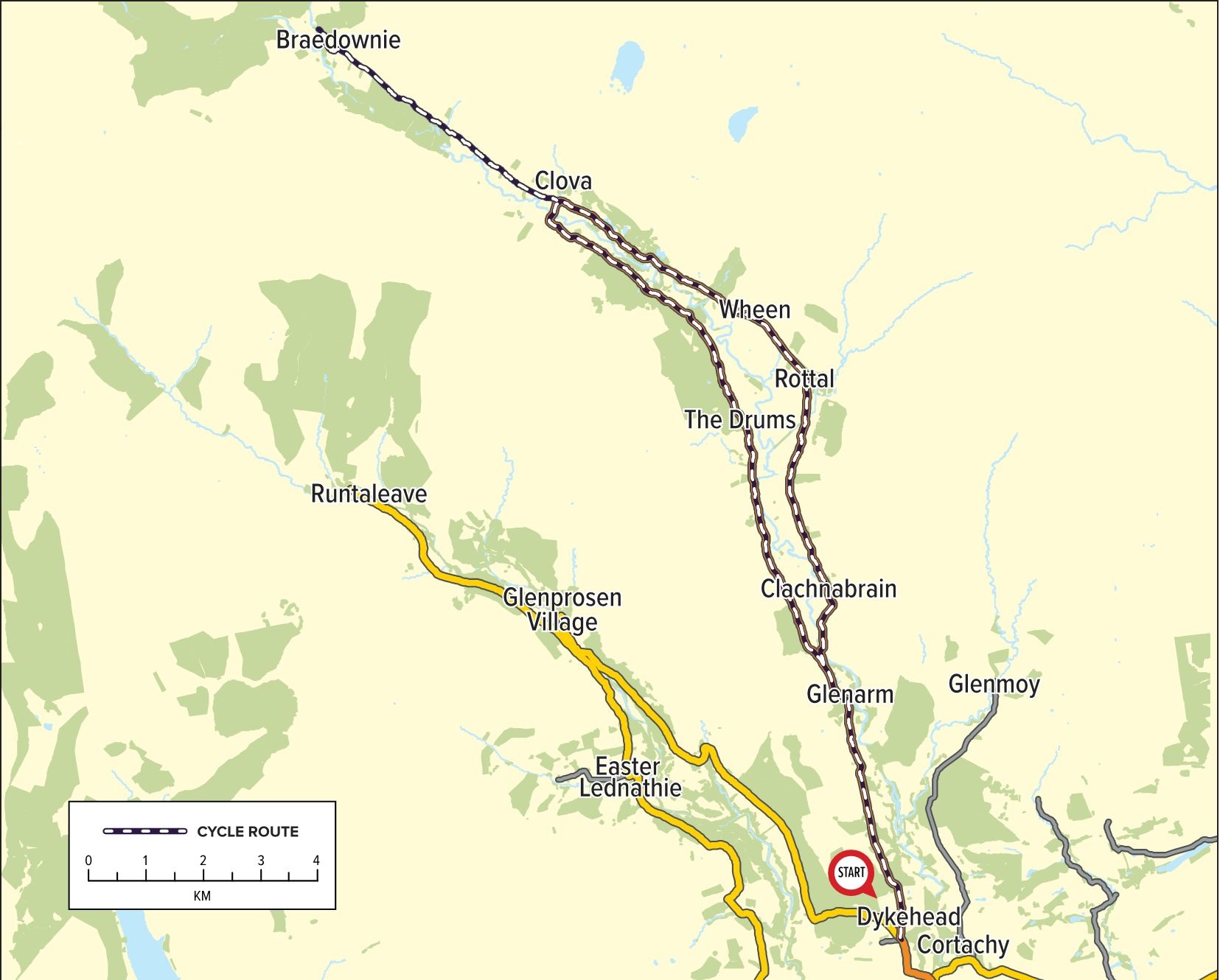 Glen Clova Circuit Route Map