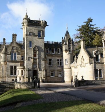 Exterior view of Kinnettles Castle near Forfar