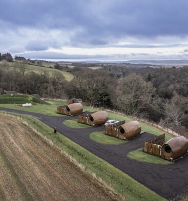 Glamping pods at Peel Farm near Kirriemuir