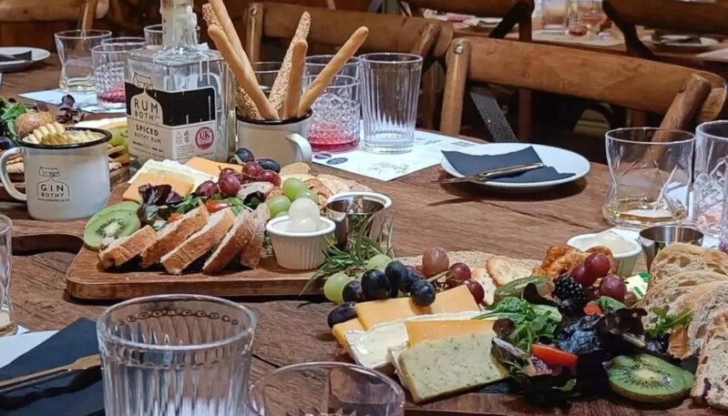 Byre Tasting Room set for a tasting and platter at The Bothy Experience, Glamis