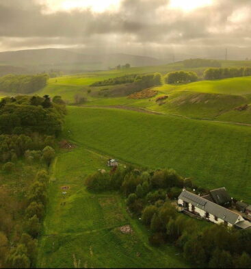 Aerial view of Thistle Dhu Cottage near Edzell