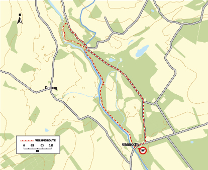 Walking Trail: Blue Door Walk, Edzell Route Map